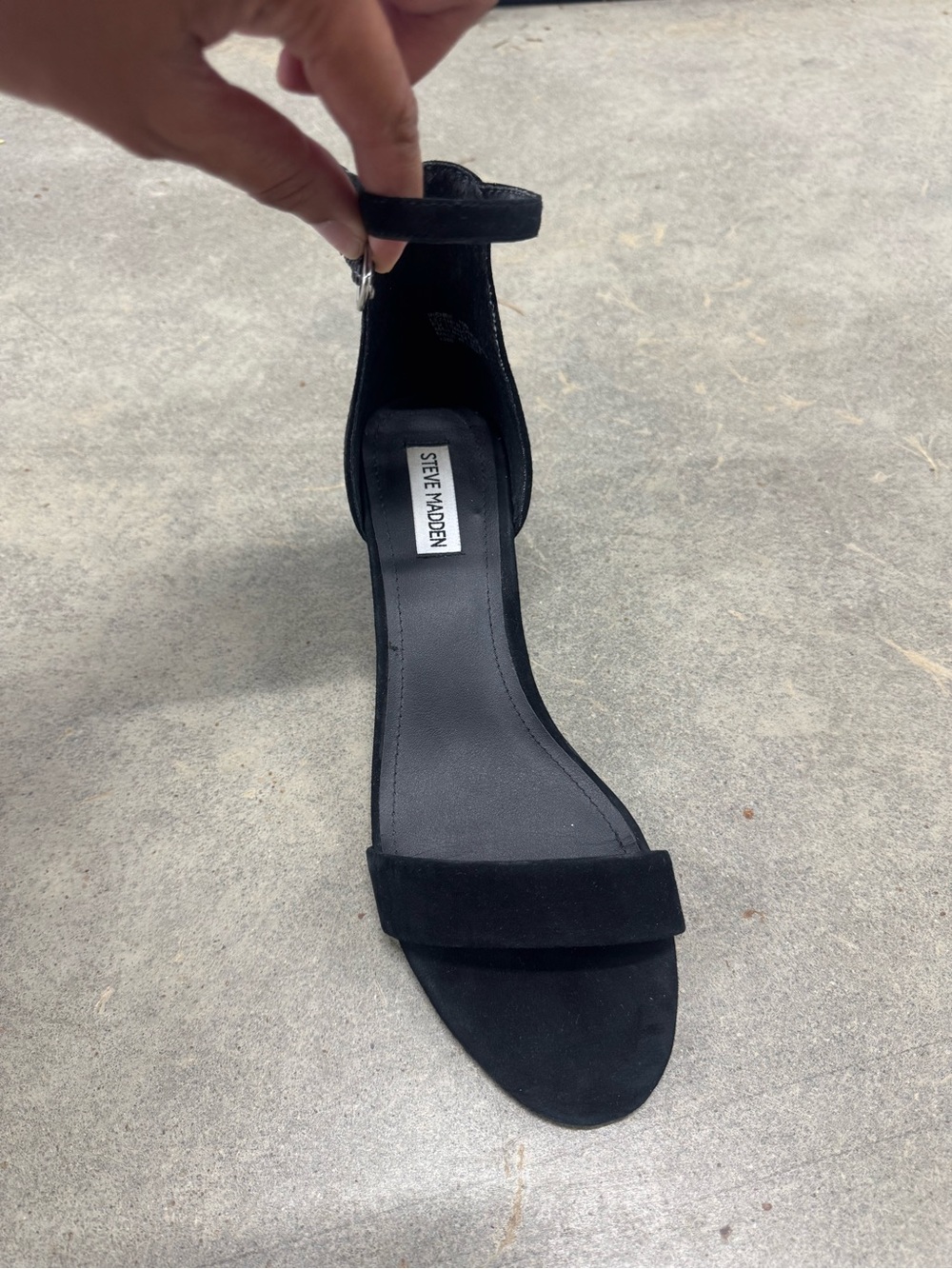 Steve Madden Black Suede Open-Toe Ankle-Strap Heel